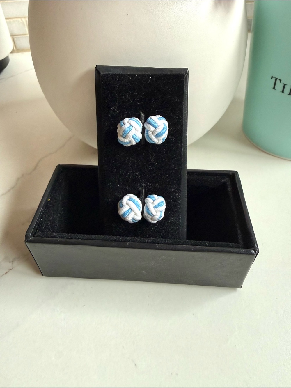 White/Blue Knot Cufflink Set - Fabric
Monkey Fist Style